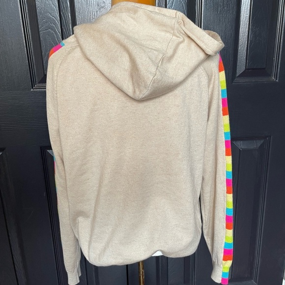 Fate Oatmeal Color Block Sleeve Detail Hoodie Sweater - Picture 9 of 9